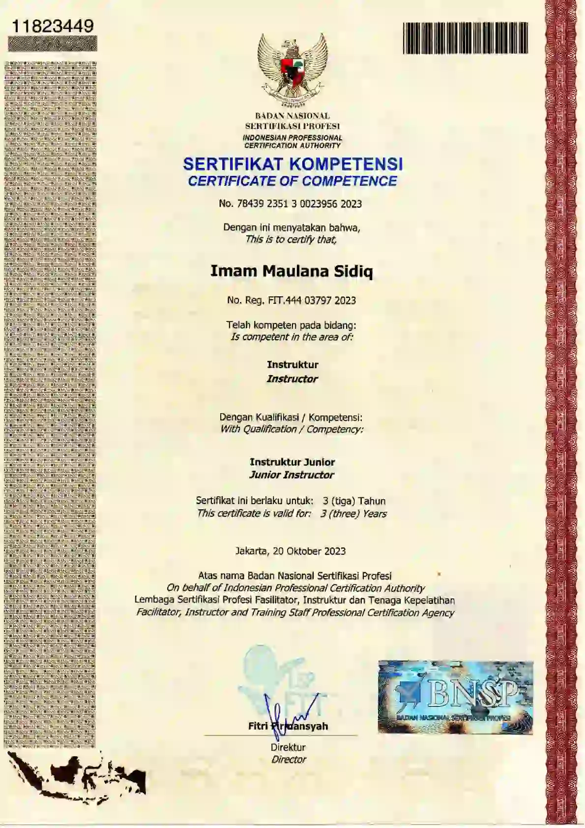 Sertifikat Instruktur